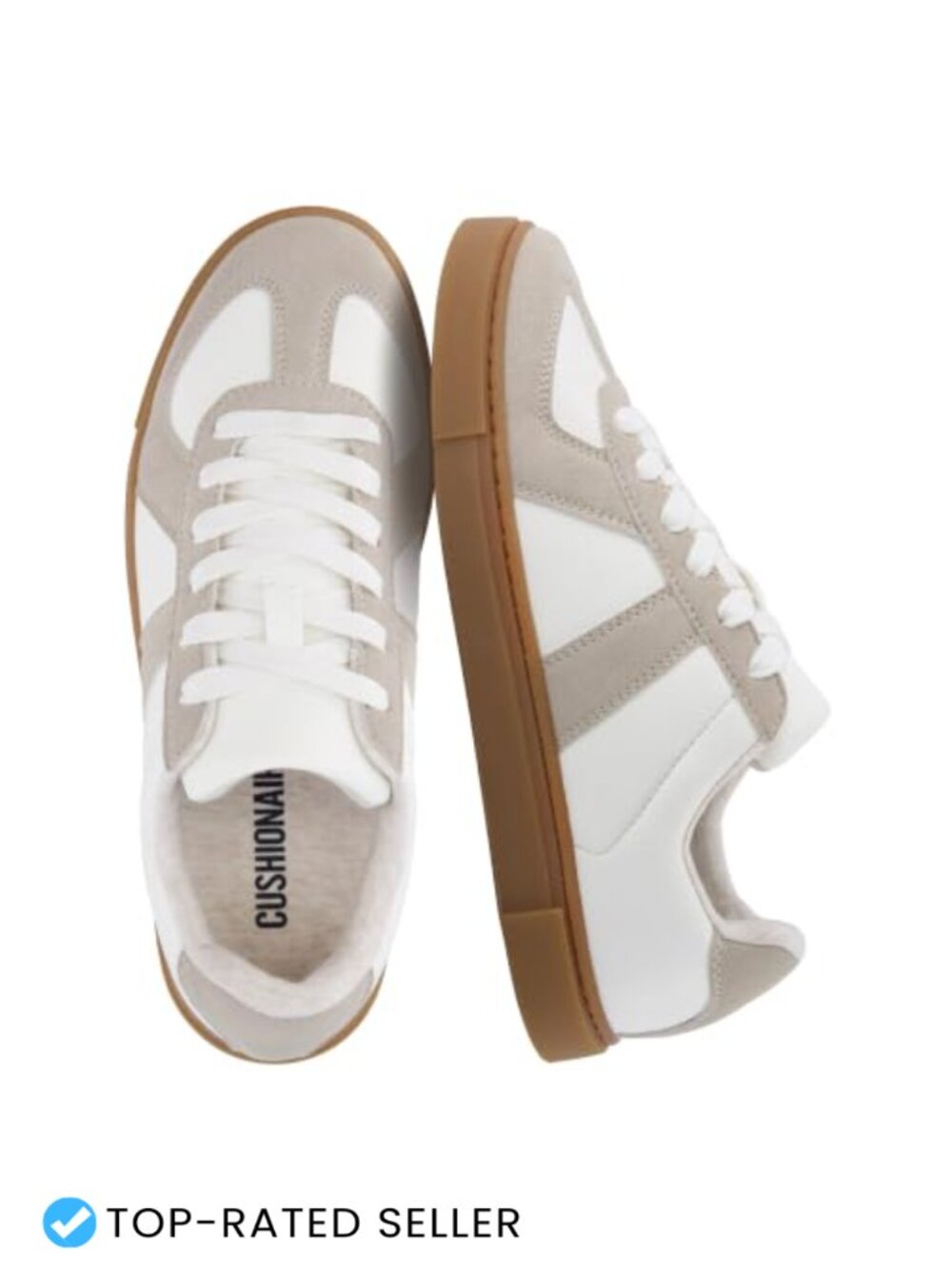 CUSHIONAIRE Retro Sneaker with Memory Foam Faux Leather Casual Everyday